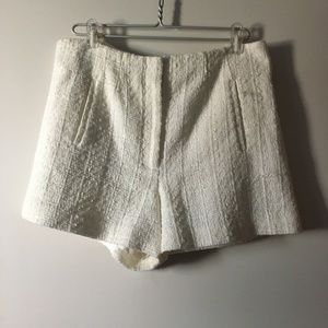Veronica Beard Cream Textured High-Waist Shorts